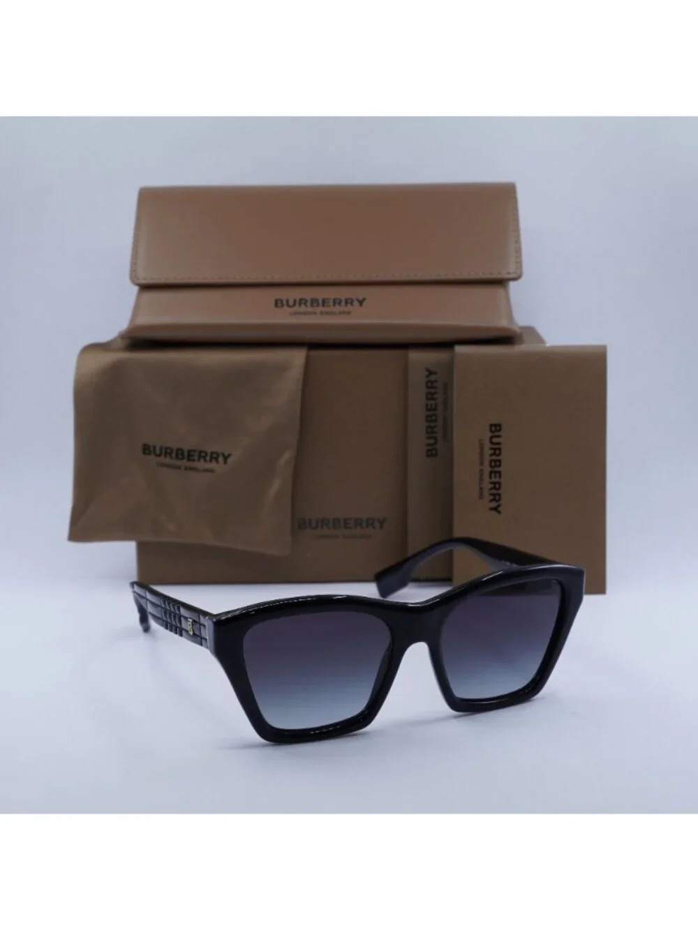 Burberry BE4391 30018G Square Sunglasses Black Frame, Grey Gradient Lenses